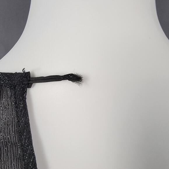 Mi Ami Black Metallic Mini Dress S Flutter Sleeve V-Neck Party - Picture 5 of 9